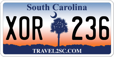 SC license plate XOR236