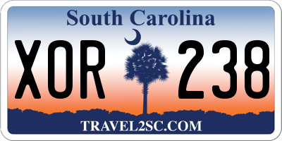 SC license plate XOR238
