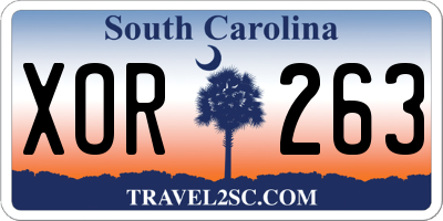 SC license plate XOR263