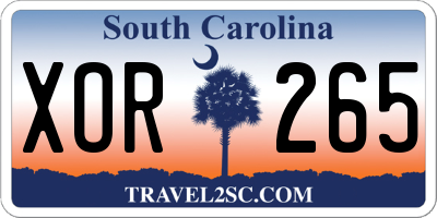 SC license plate XOR265