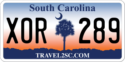 SC license plate XOR289