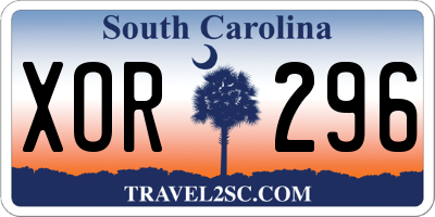SC license plate XOR296