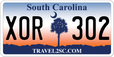 SC license plate XOR302