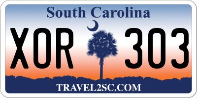 SC license plate XOR303