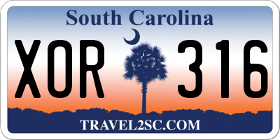 SC license plate XOR316