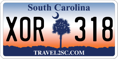 SC license plate XOR318