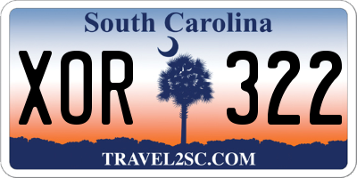 SC license plate XOR322