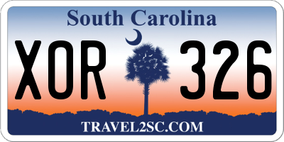 SC license plate XOR326