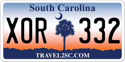 SC license plate XOR332