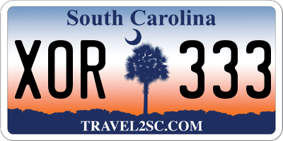 SC license plate XOR333
