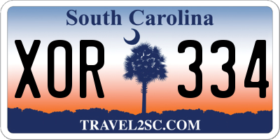 SC license plate XOR334