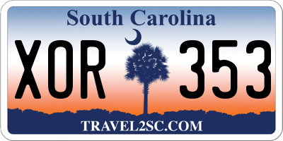 SC license plate XOR353