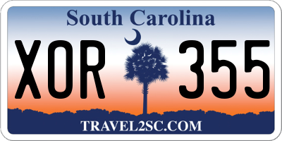 SC license plate XOR355