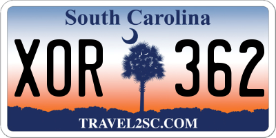 SC license plate XOR362