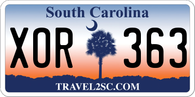 SC license plate XOR363