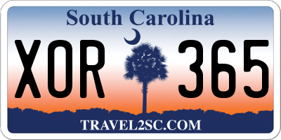 SC license plate XOR365