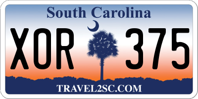SC license plate XOR375