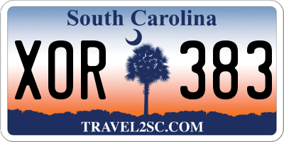 SC license plate XOR383