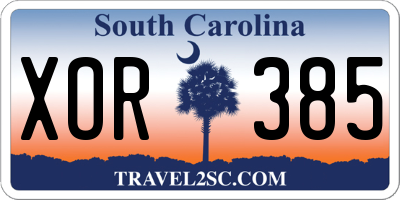 SC license plate XOR385