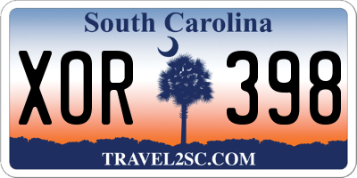 SC license plate XOR398
