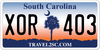 SC license plate XOR403
