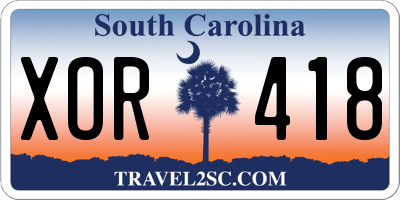 SC license plate XOR418