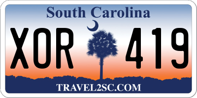 SC license plate XOR419