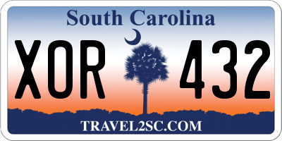 SC license plate XOR432