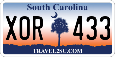 SC license plate XOR433