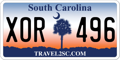 SC license plate XOR496