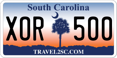 SC license plate XOR500