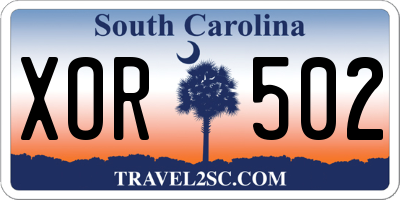 SC license plate XOR502