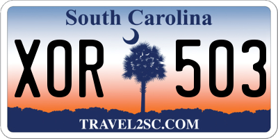 SC license plate XOR503