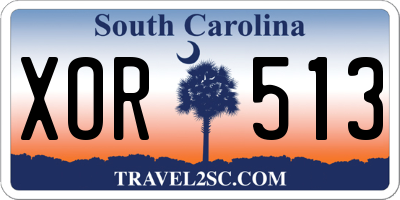SC license plate XOR513