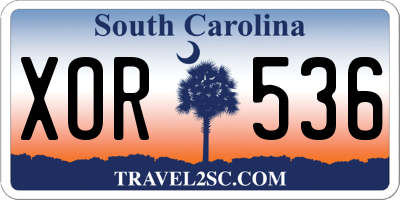 SC license plate XOR536