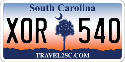 SC license plate XOR540