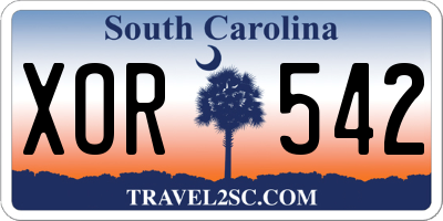 SC license plate XOR542
