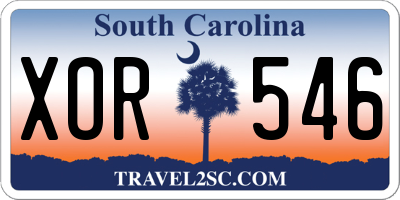 SC license plate XOR546