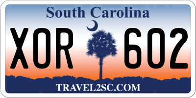 SC license plate XOR602