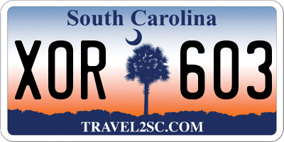 SC license plate XOR603