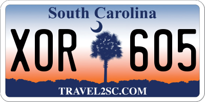 SC license plate XOR605