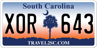 SC license plate XOR643