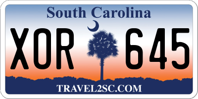 SC license plate XOR645