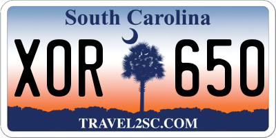 SC license plate XOR650