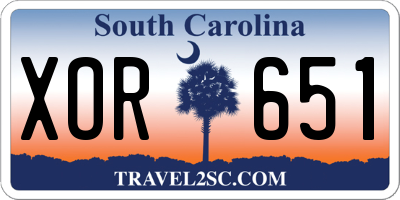 SC license plate XOR651