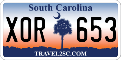 SC license plate XOR653