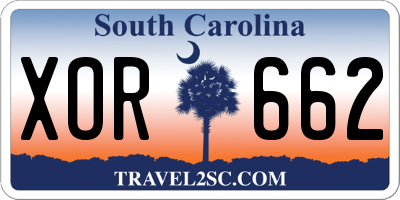 SC license plate XOR662