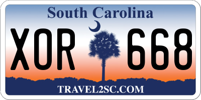 SC license plate XOR668