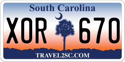 SC license plate XOR670
