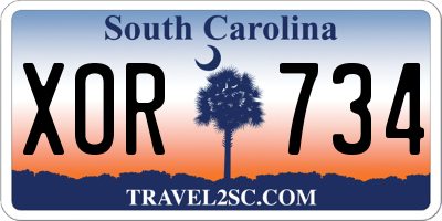 SC license plate XOR734